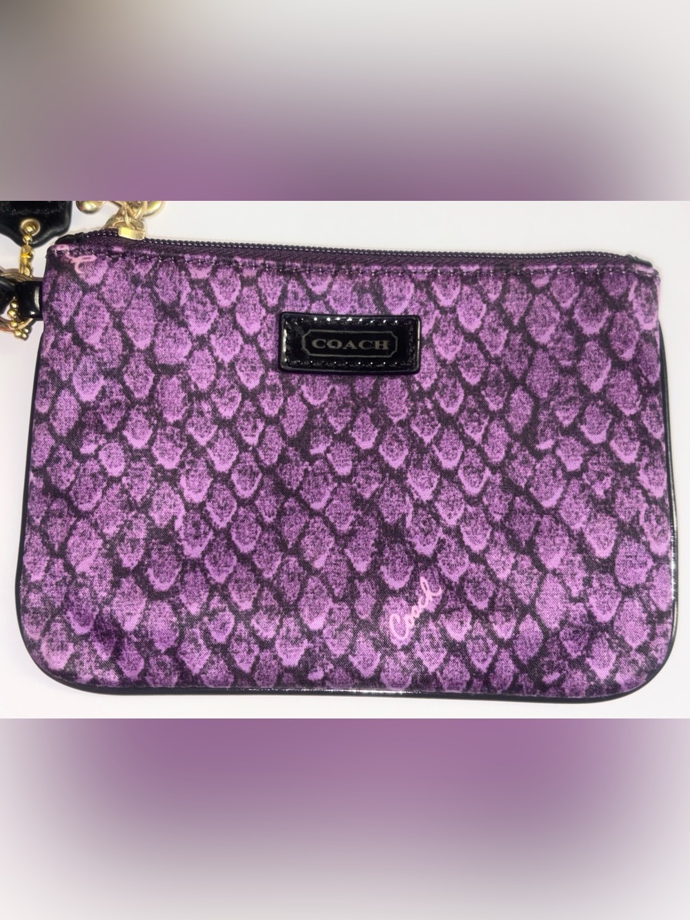 Coach Taylor Purple Snake Print Small Wristlet F50146 Snakeskin Y2K EUC